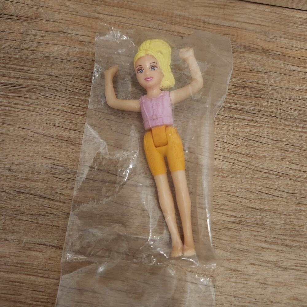 Vintage McDonalds Polly Pocket Doll 2003 Blonde Pink Orange Bendy Toy Figure